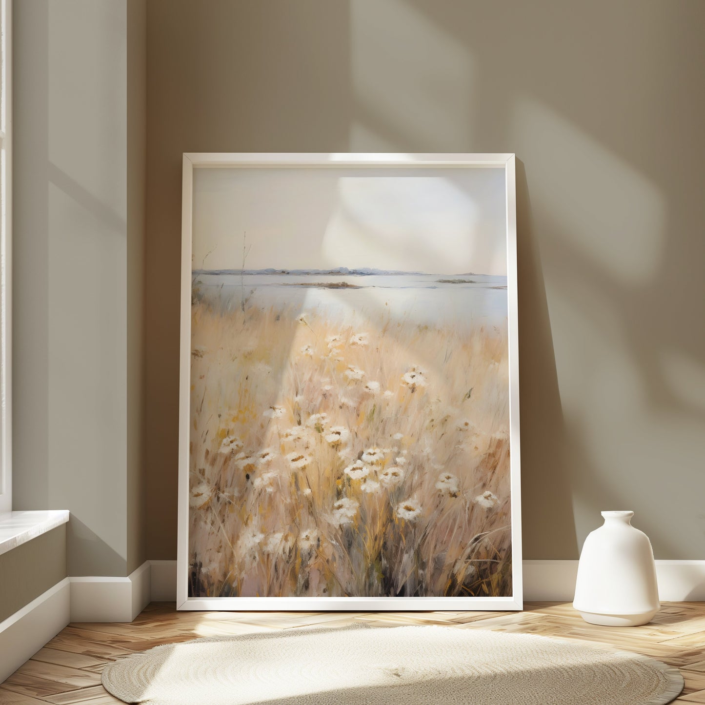 Premium Poster of Tranquil Coastal Wildflower Meadow Landscape Art Posters