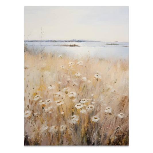 Premium Poster of Tranquil Coastal Wildflower Meadow Landscape Art Posters