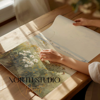 Premium Poster of Tranquil Countryside Floral Scenery Art Print Posters