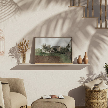 Premium Poster of Tranquil Countryside House Garden Scene Posters