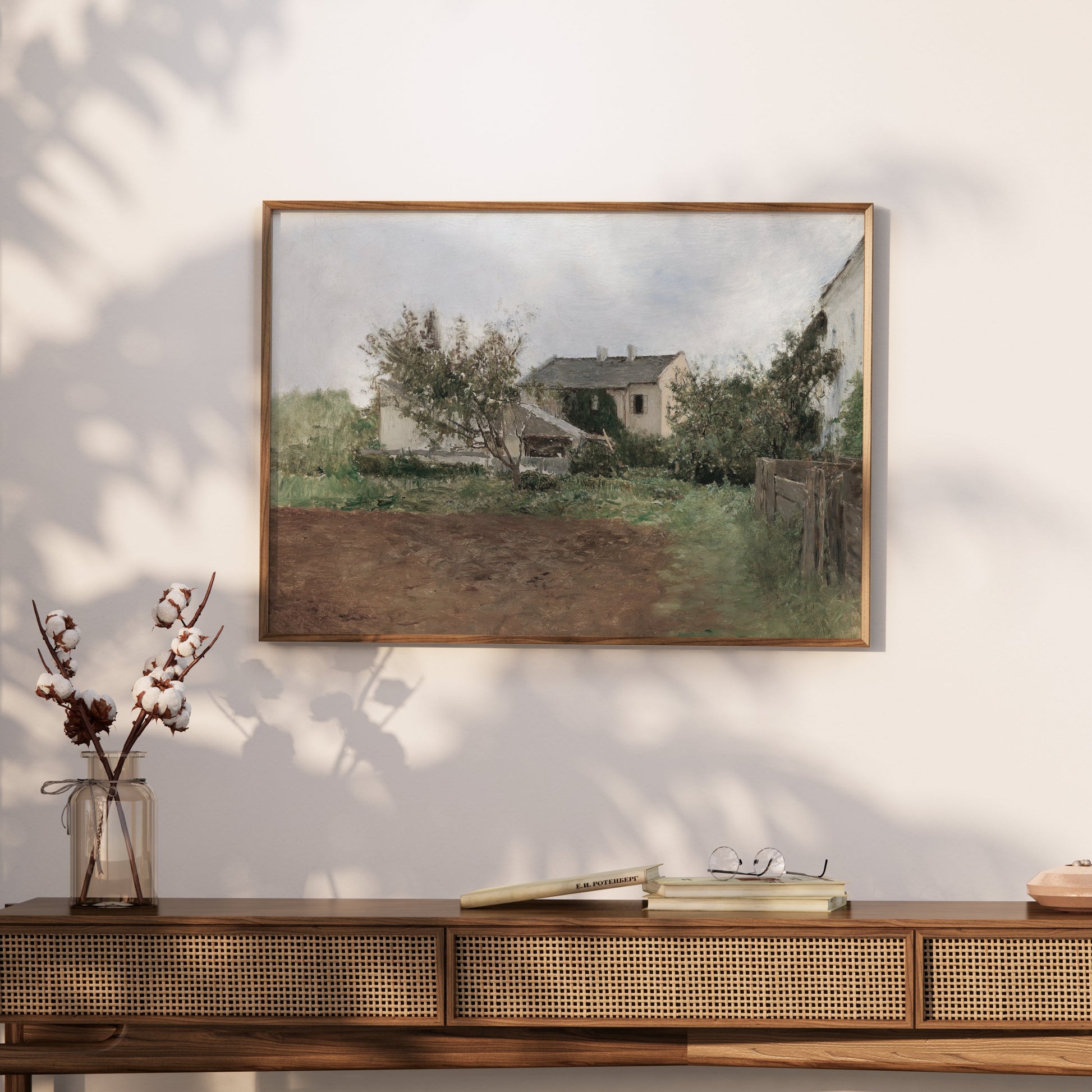 Premium Poster of Tranquil Countryside House Garden Scene Posters