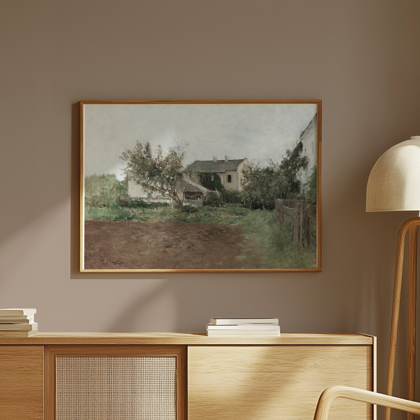 Premium Poster of Tranquil Countryside House Garden Scene Posters
