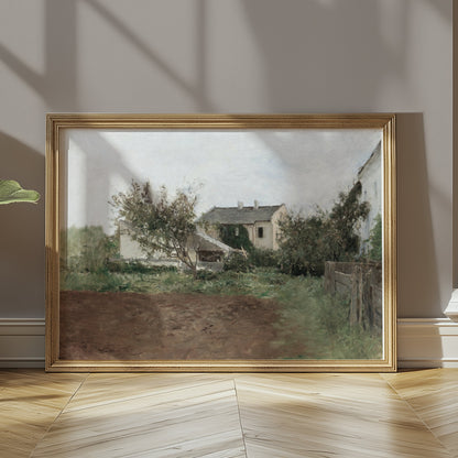 Premium Poster of Tranquil Countryside House Garden Scene Posters