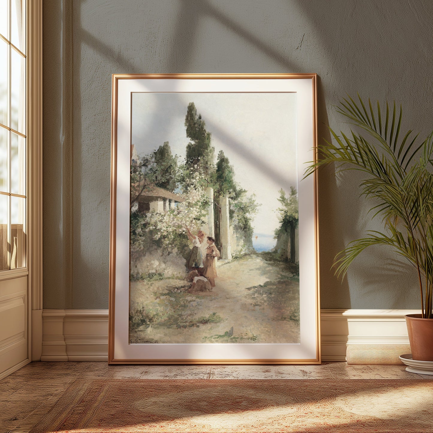 Premium Poster of Tranquil Countryside Path with Figures Art Posters