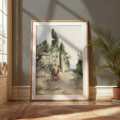 Premium Poster of Tranquil Countryside Path with Figures Art Posters