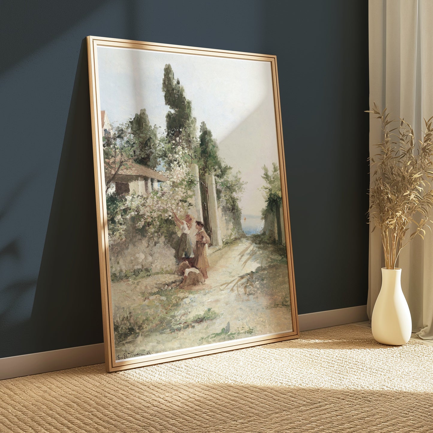 Premium Poster of Tranquil Countryside Path with Figures Art Posters
