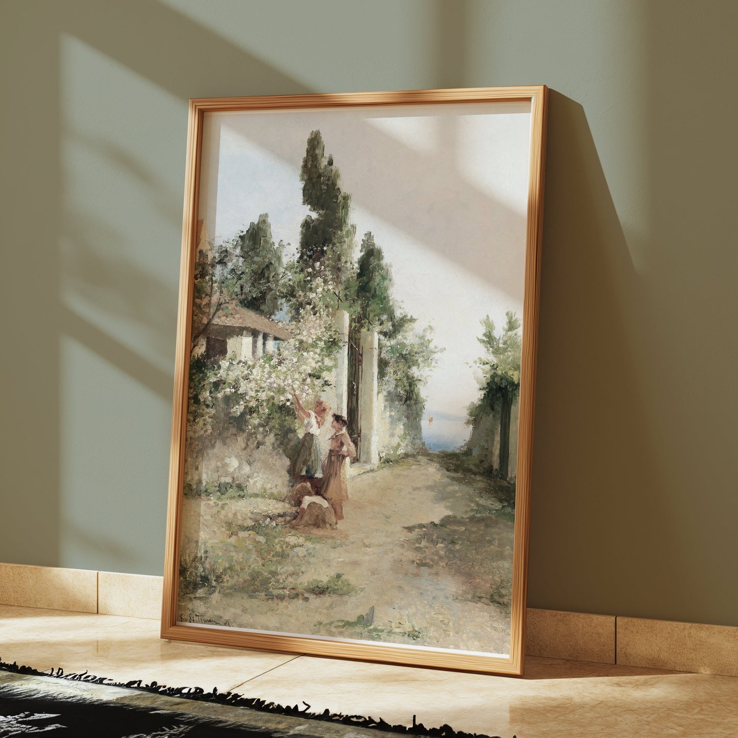 Premium Poster of Tranquil Countryside Path with Figures Art Posters