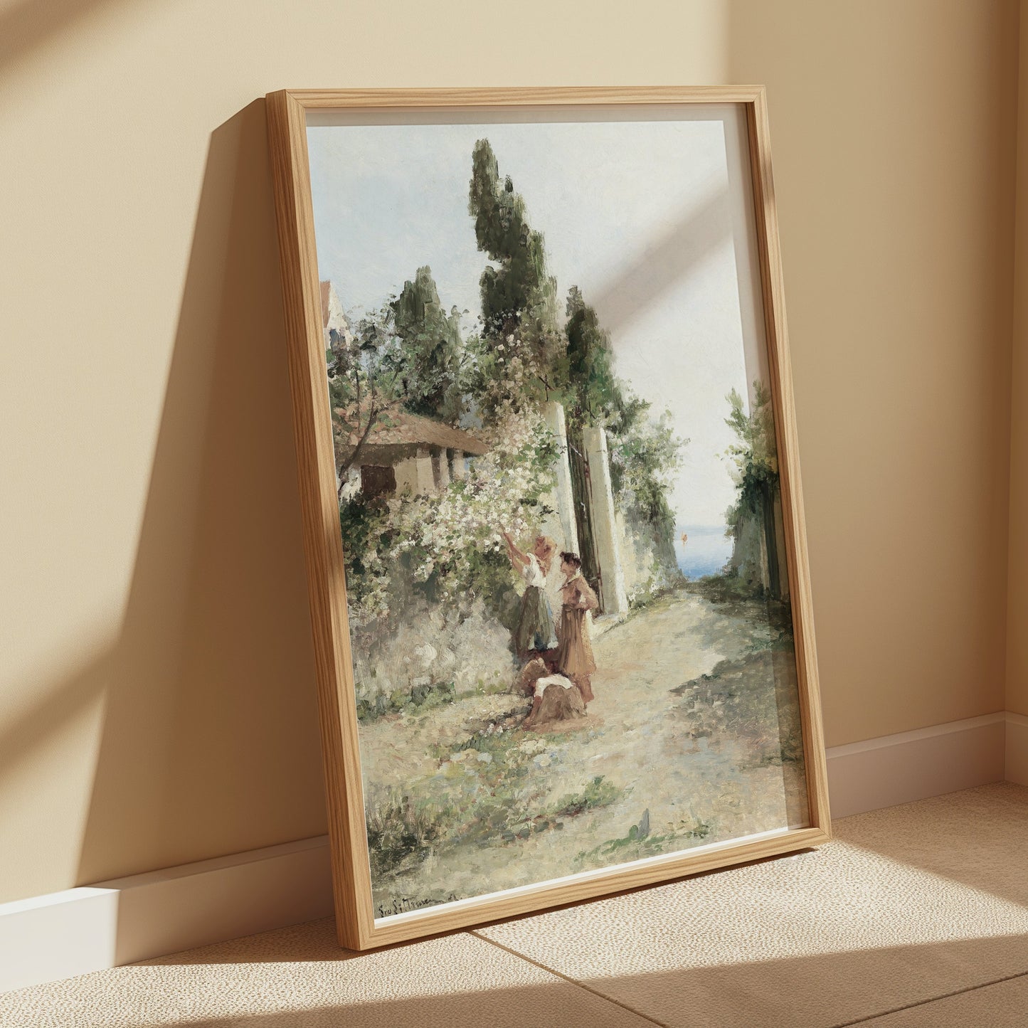 Premium Poster of Tranquil Countryside Path with Figures Art Posters