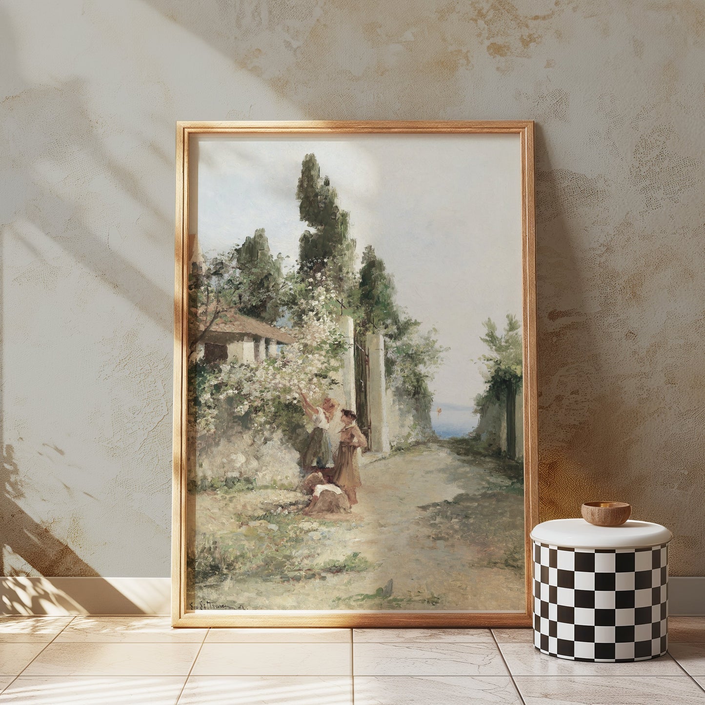 Premium Poster of Tranquil Countryside Path with Figures Art Posters