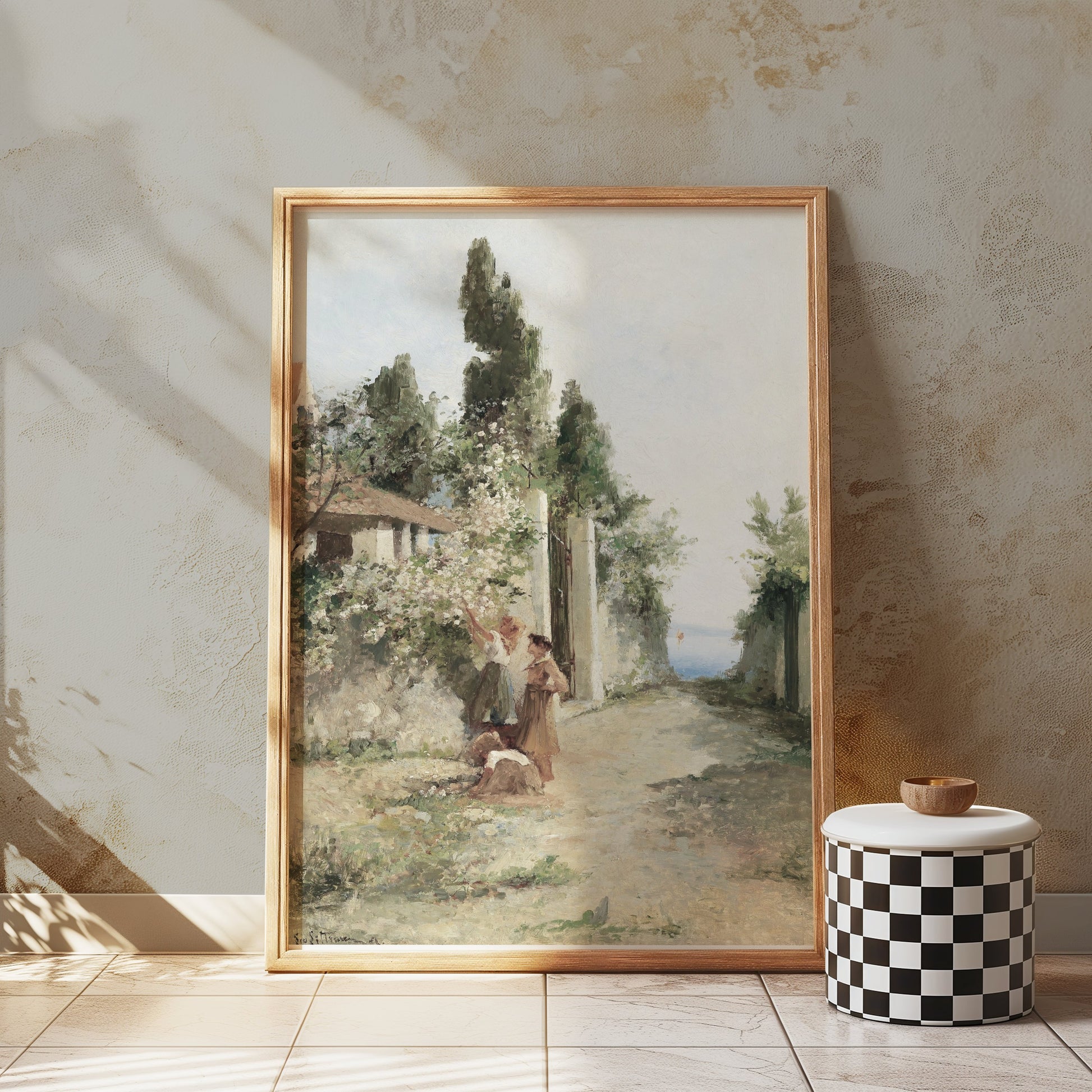 Premium Poster of Tranquil Countryside Path with Figures Art Posters