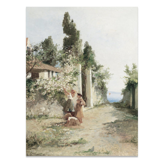 Premium Poster of Tranquil Countryside Path with Figures Art Posters