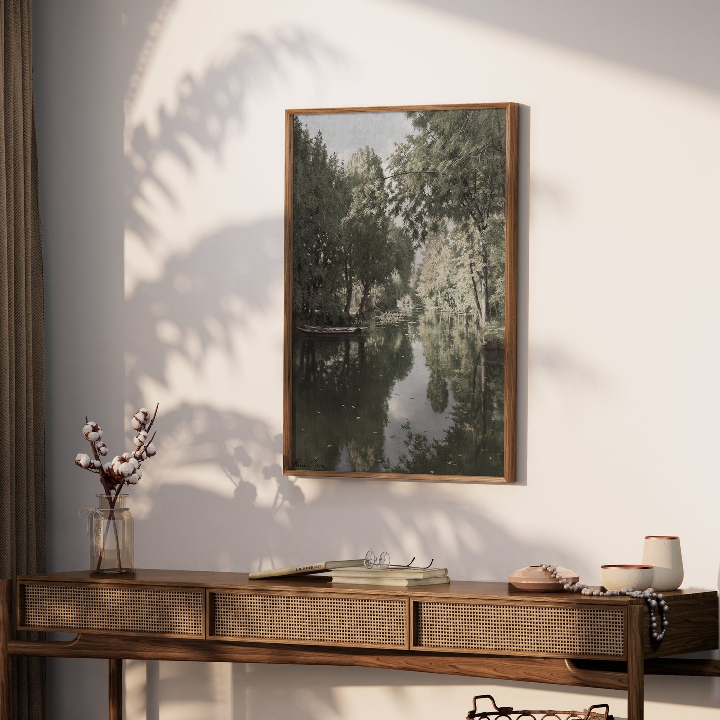 Premium Poster of Tranquil Forest River Scene Reflection Art Posters