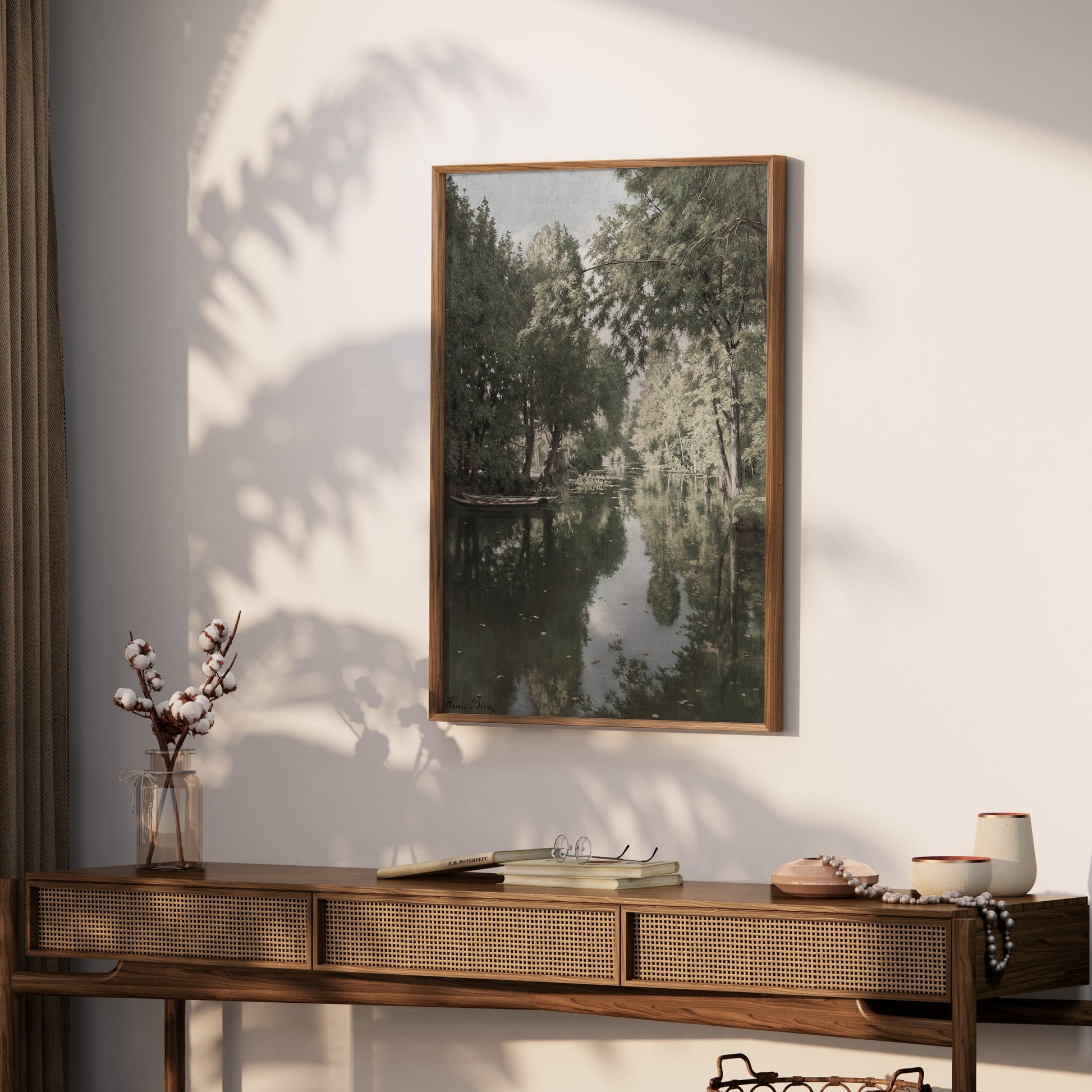 Premium Poster of Tranquil Forest River Scene Reflection Art Posters