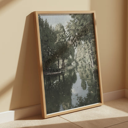 Premium Poster of Tranquil Forest River Scene Reflection Art Posters