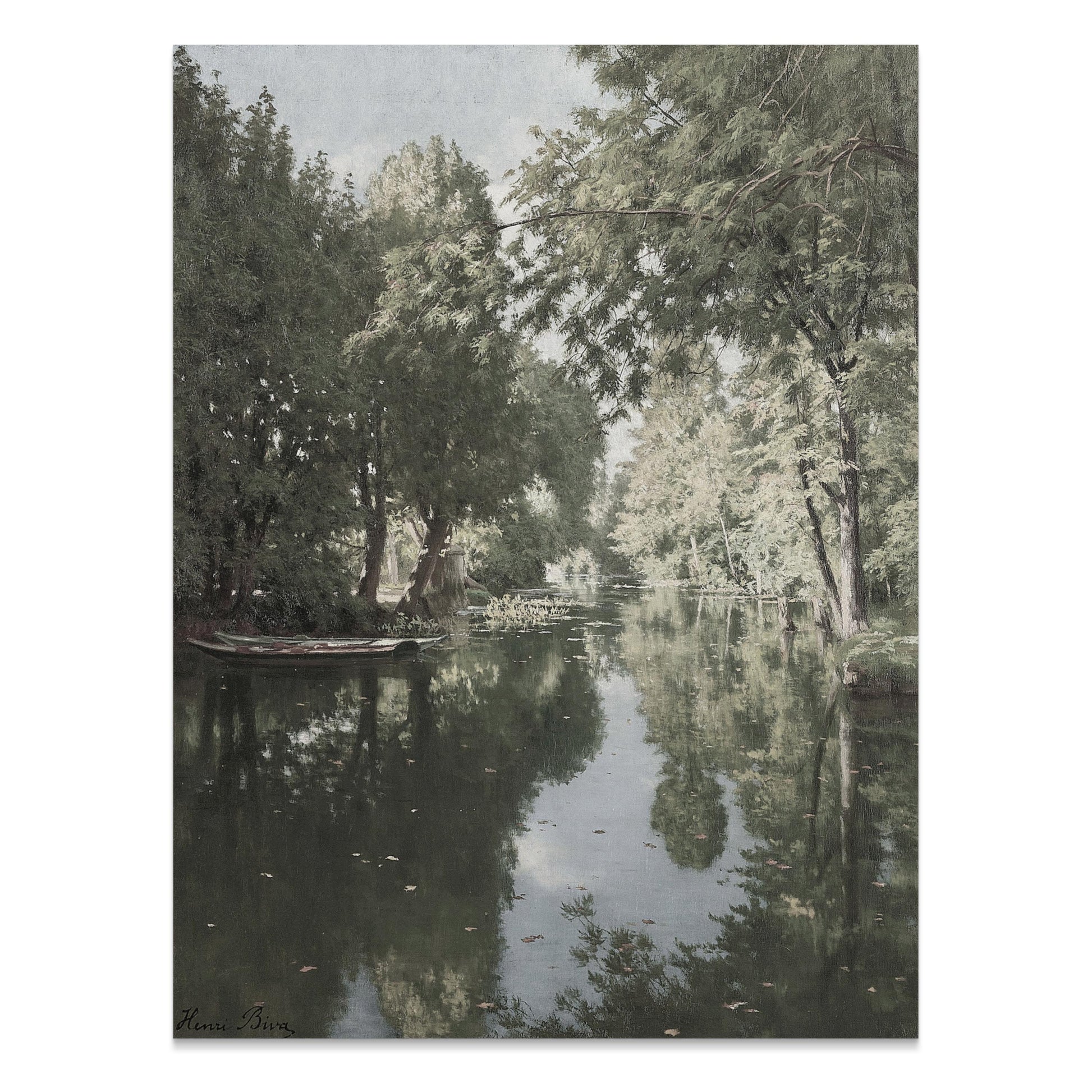 Premium Poster of Tranquil Forest River Scene Reflection Art Posters