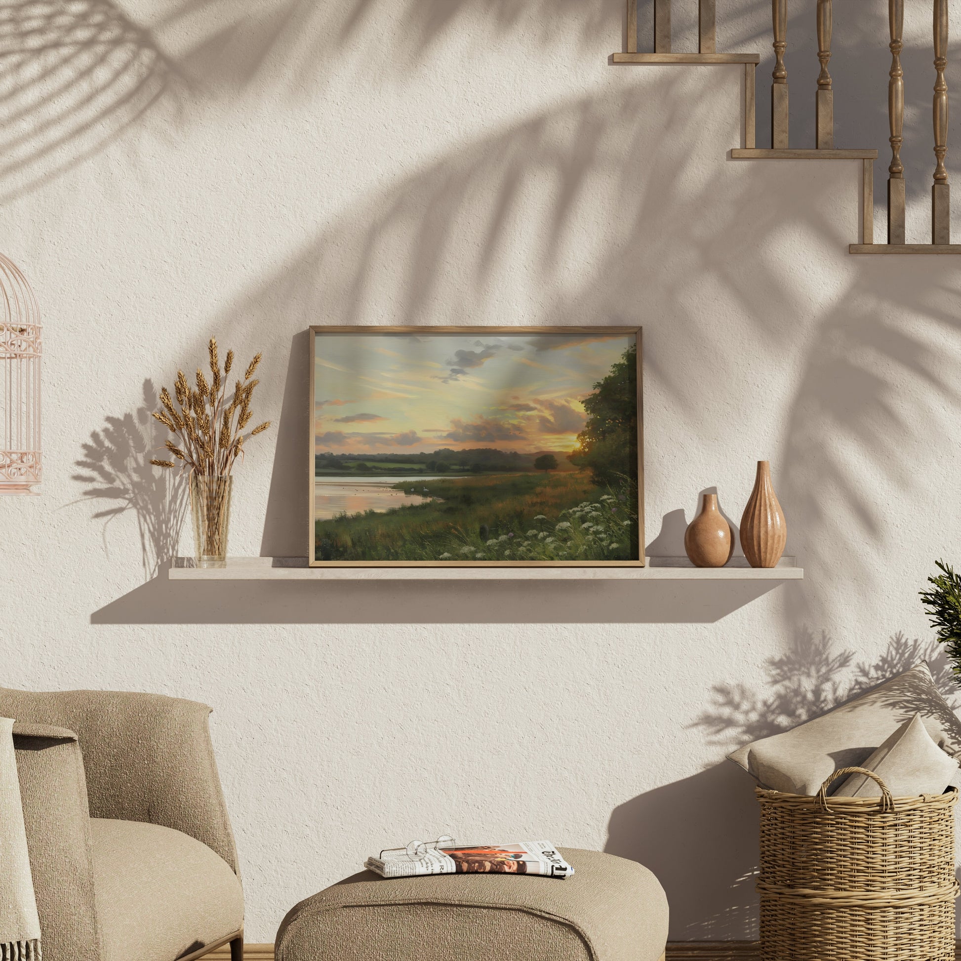 Premium Poster of Tranquil Golden Sunset Over Peaceful Waters Posters