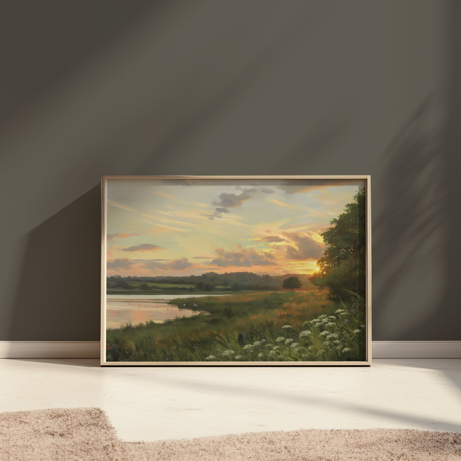 Premium Poster of Tranquil Golden Sunset Over Peaceful Waters Posters