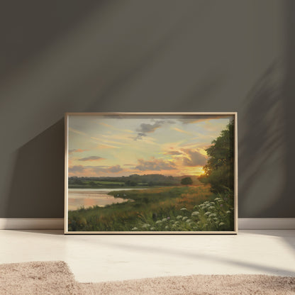 Premium Poster of Tranquil Golden Sunset Over Peaceful Waters Posters