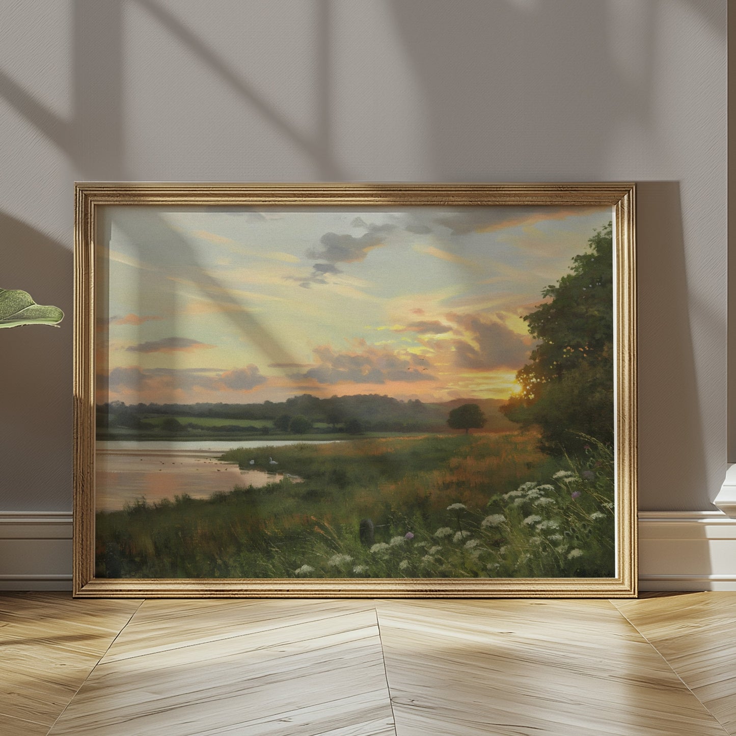 Premium Poster of Tranquil Golden Sunset Over Peaceful Waters Posters