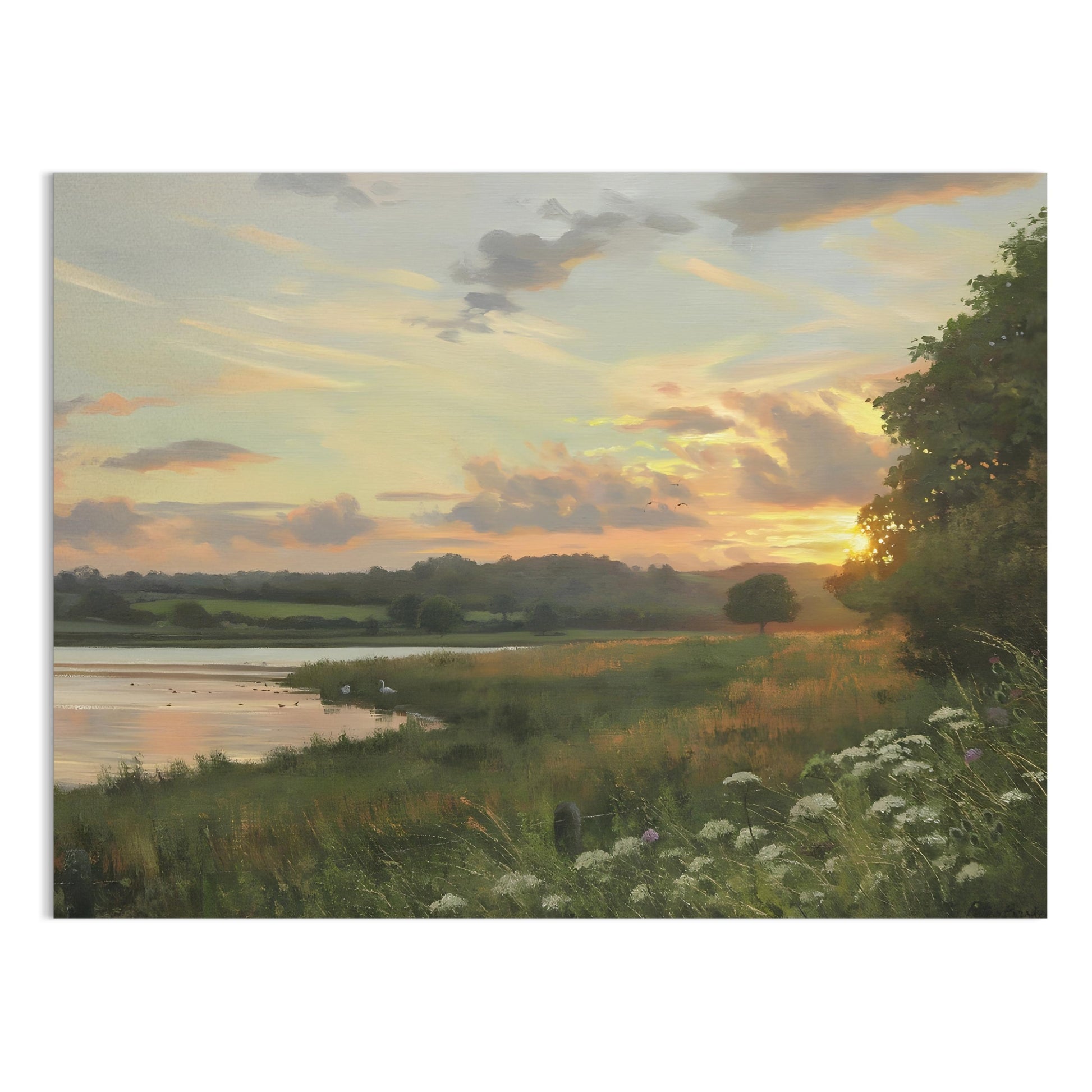 Premium Poster of Tranquil Golden Sunset Over Peaceful Waters Posters