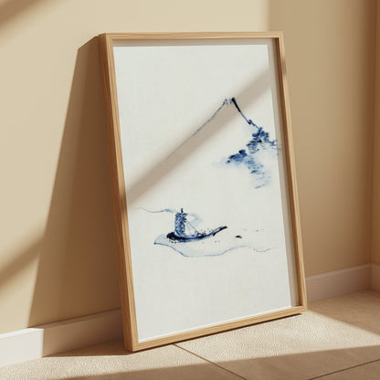 Premium Poster of Tranquil Japanese Landscape Painting With Mountain Posters