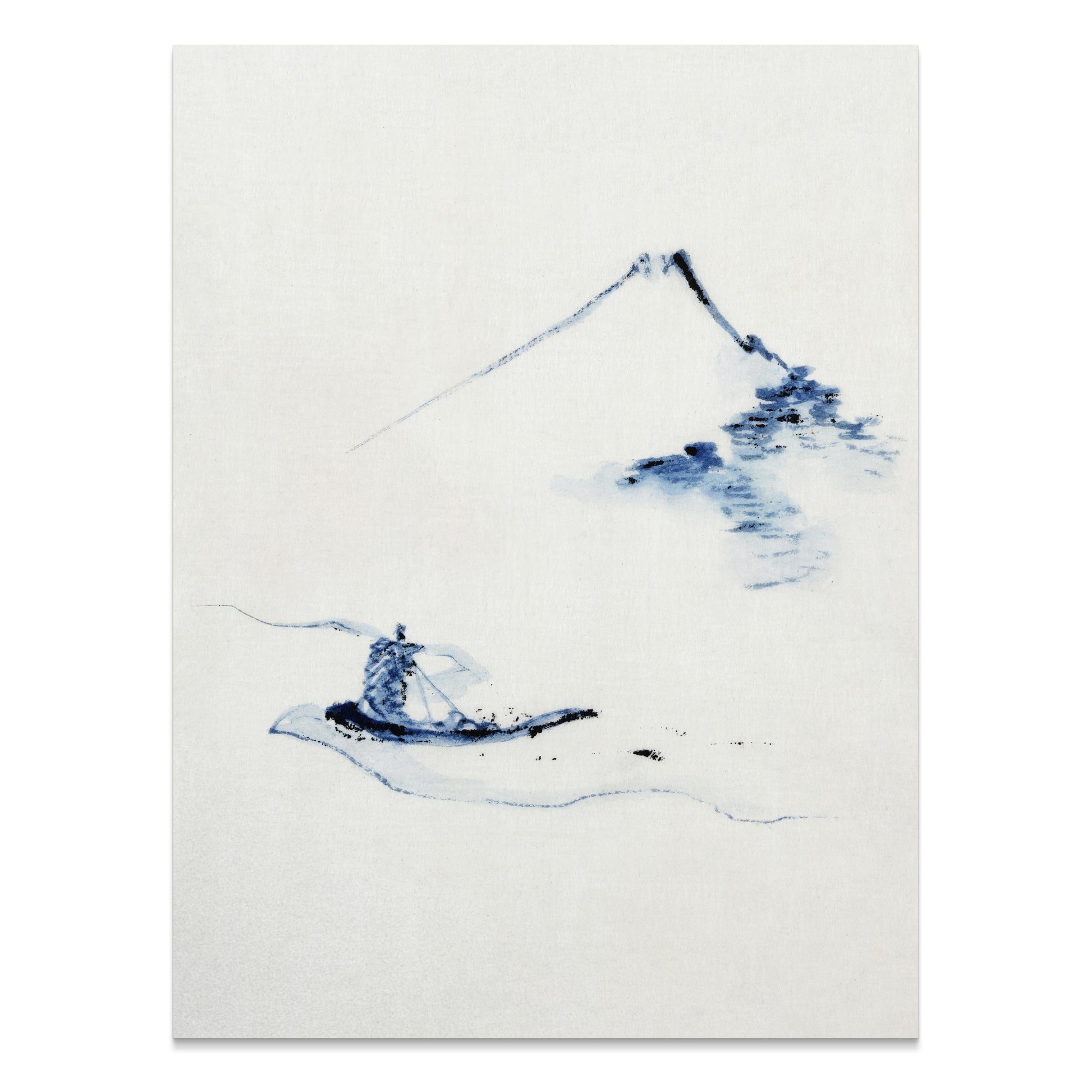 Premium Poster of Tranquil Japanese Landscape Painting With Mountain Posters