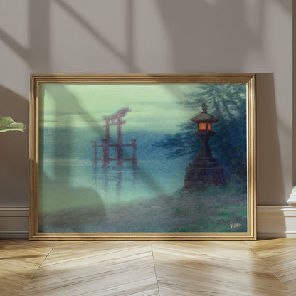 Premium Poster of Tranquil Japanese Watercolor Scene Landscape Art Posters