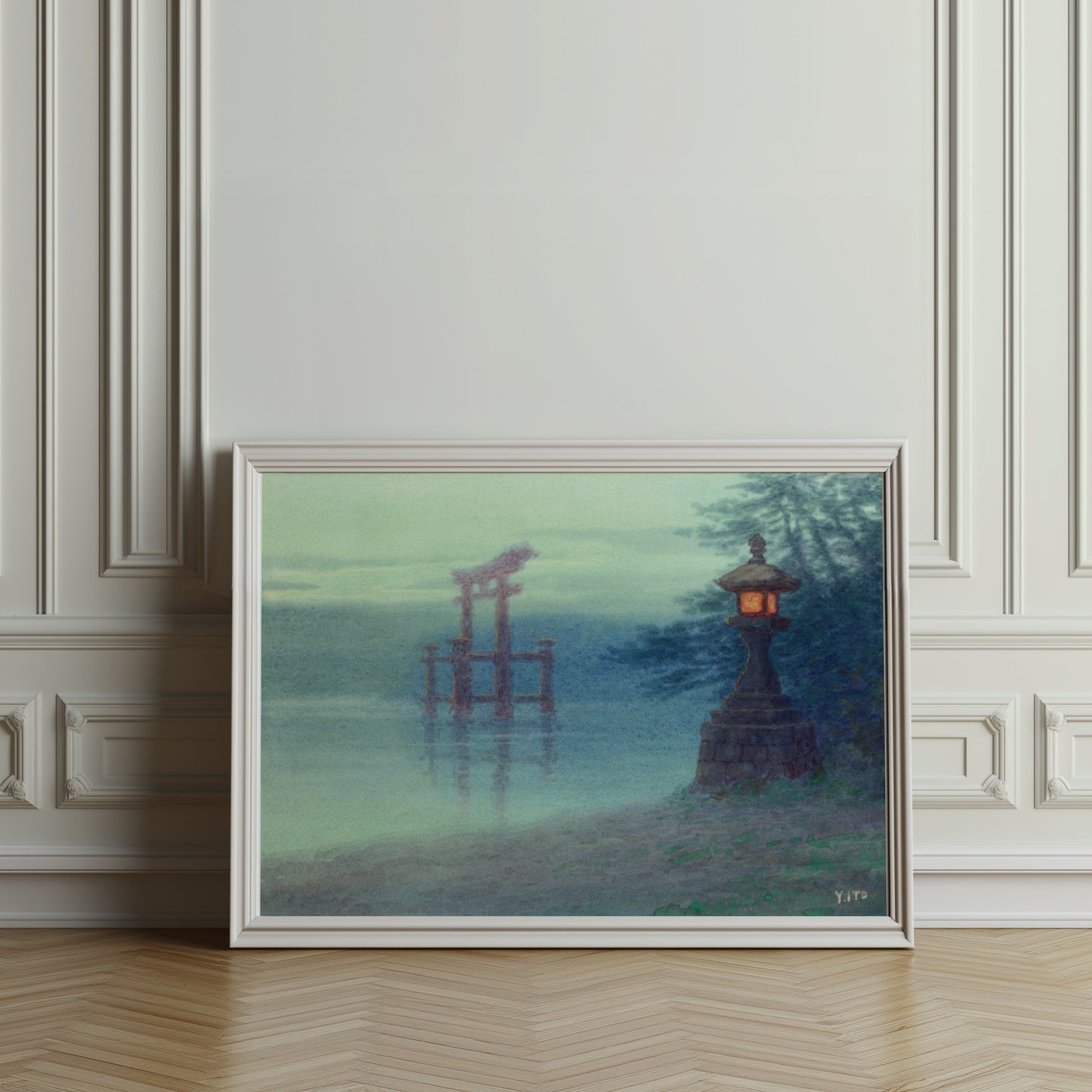 Premium Poster of Tranquil Japanese Watercolor Scene Landscape Art Posters