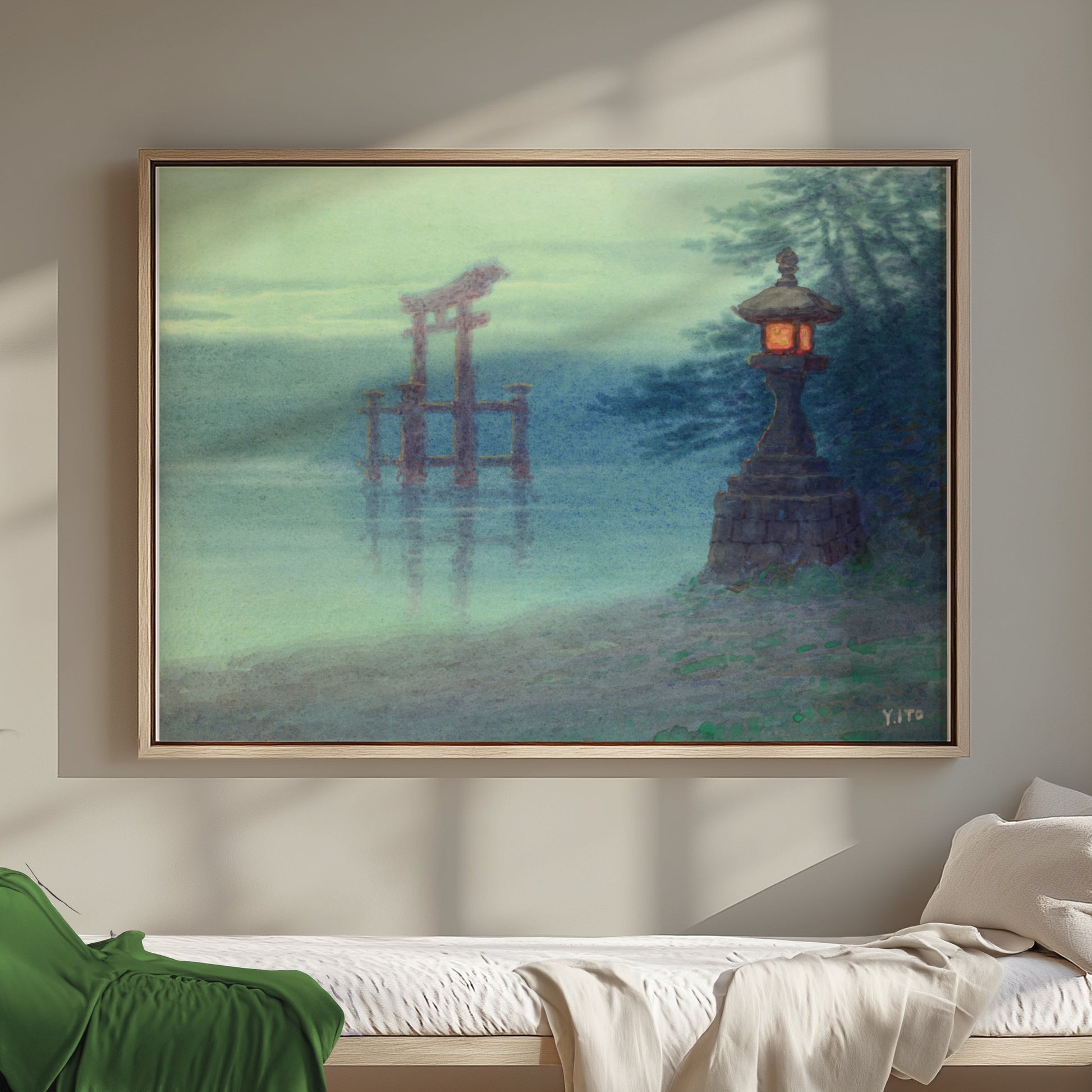 Premium Poster of Tranquil Japanese Watercolor Scene Landscape Art Posters