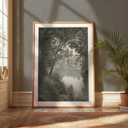 Premium Poster of Tranquil Lake Surrounded By Lush Green Trees Posters