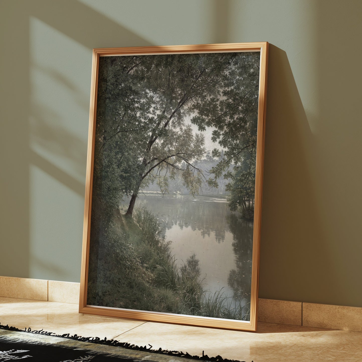 Premium Poster of Tranquil Lake Surrounded By Lush Green Trees Posters