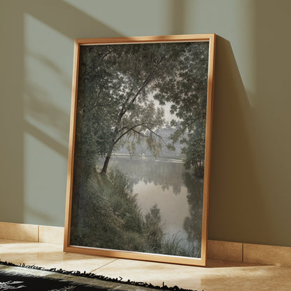 Premium Poster of Tranquil Lake Surrounded By Lush Green Trees Posters