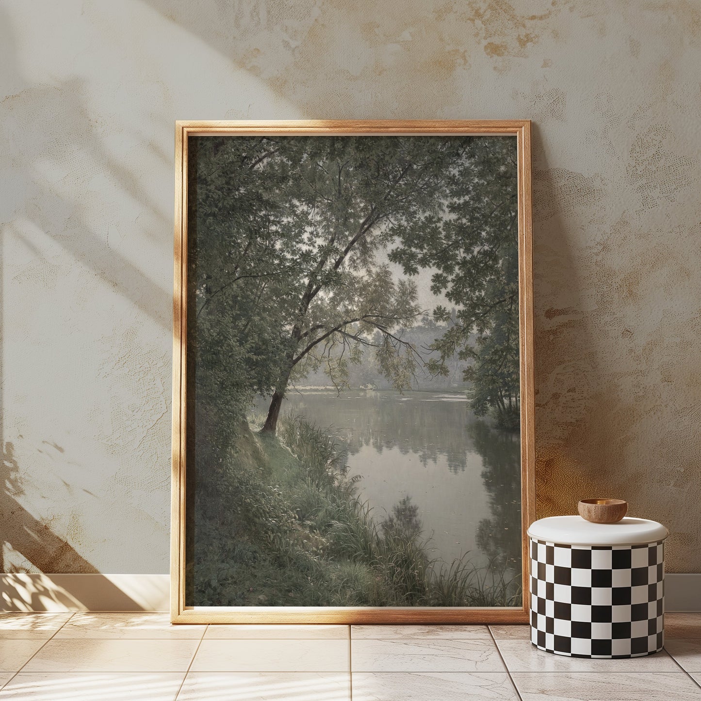 Premium Poster of Tranquil Lake Surrounded By Lush Green Trees Posters