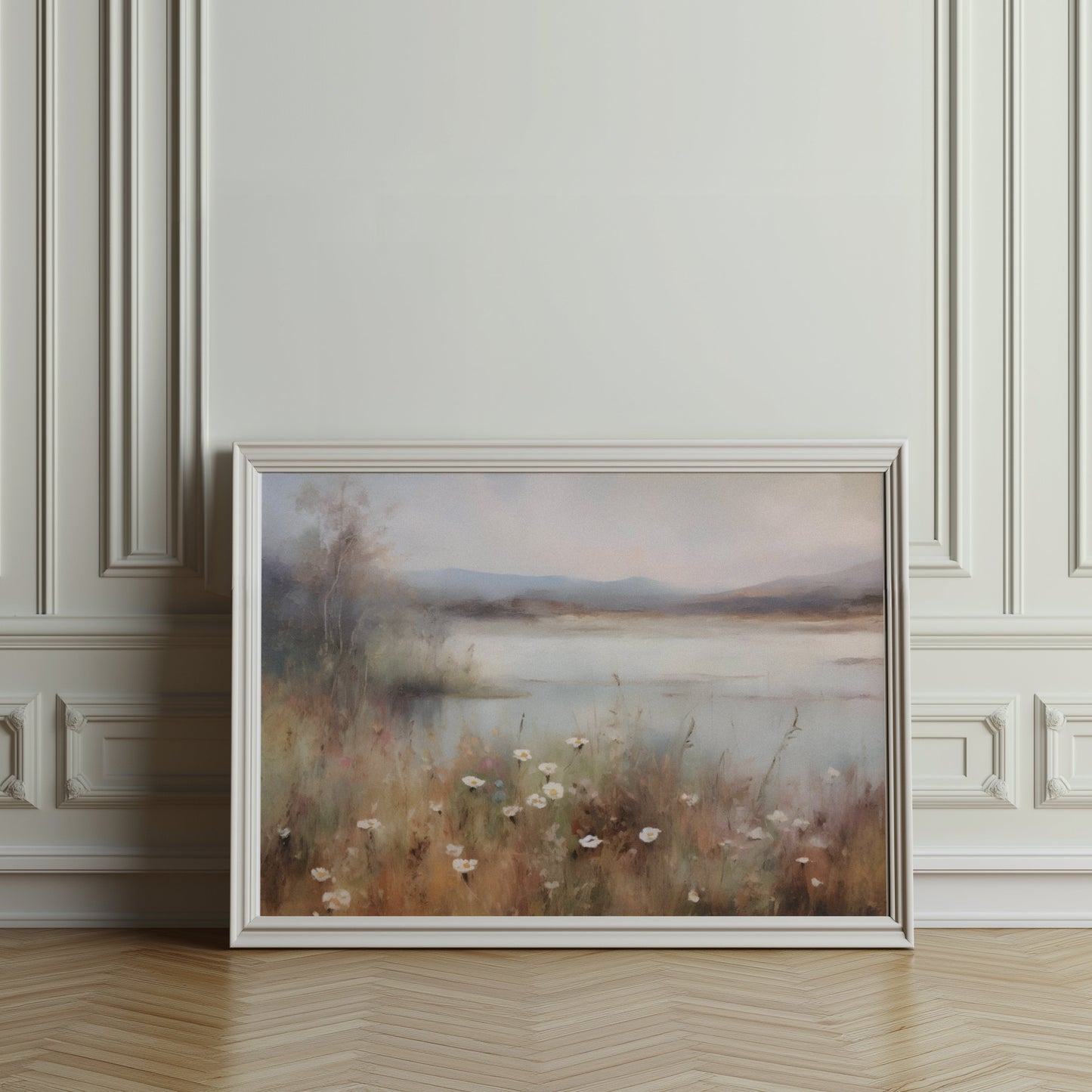 Premium Poster of Tranquil Lakeside Garden Landscape Art Wall Decor Posters