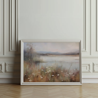 Premium Poster of Tranquil Lakeside Garden Landscape Art Wall Decor Posters