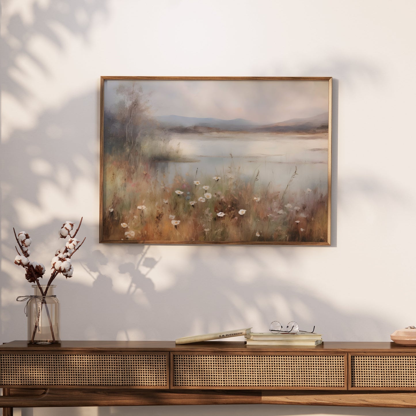 Premium Poster of Tranquil Lakeside Garden Landscape Art Wall Decor Posters