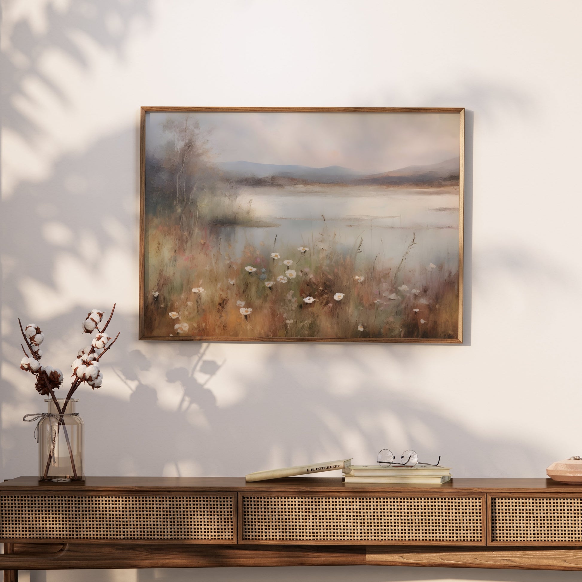 Premium Poster of Tranquil Lakeside Garden Landscape Art Wall Decor Posters