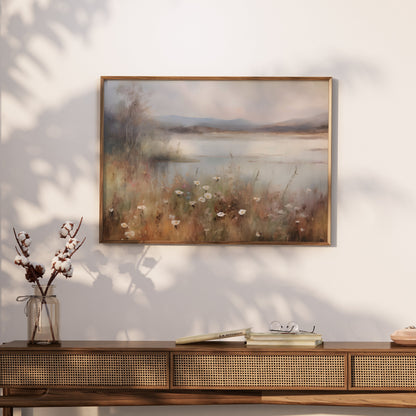 Premium Poster of Tranquil Lakeside Garden Landscape Art Wall Decor Posters
