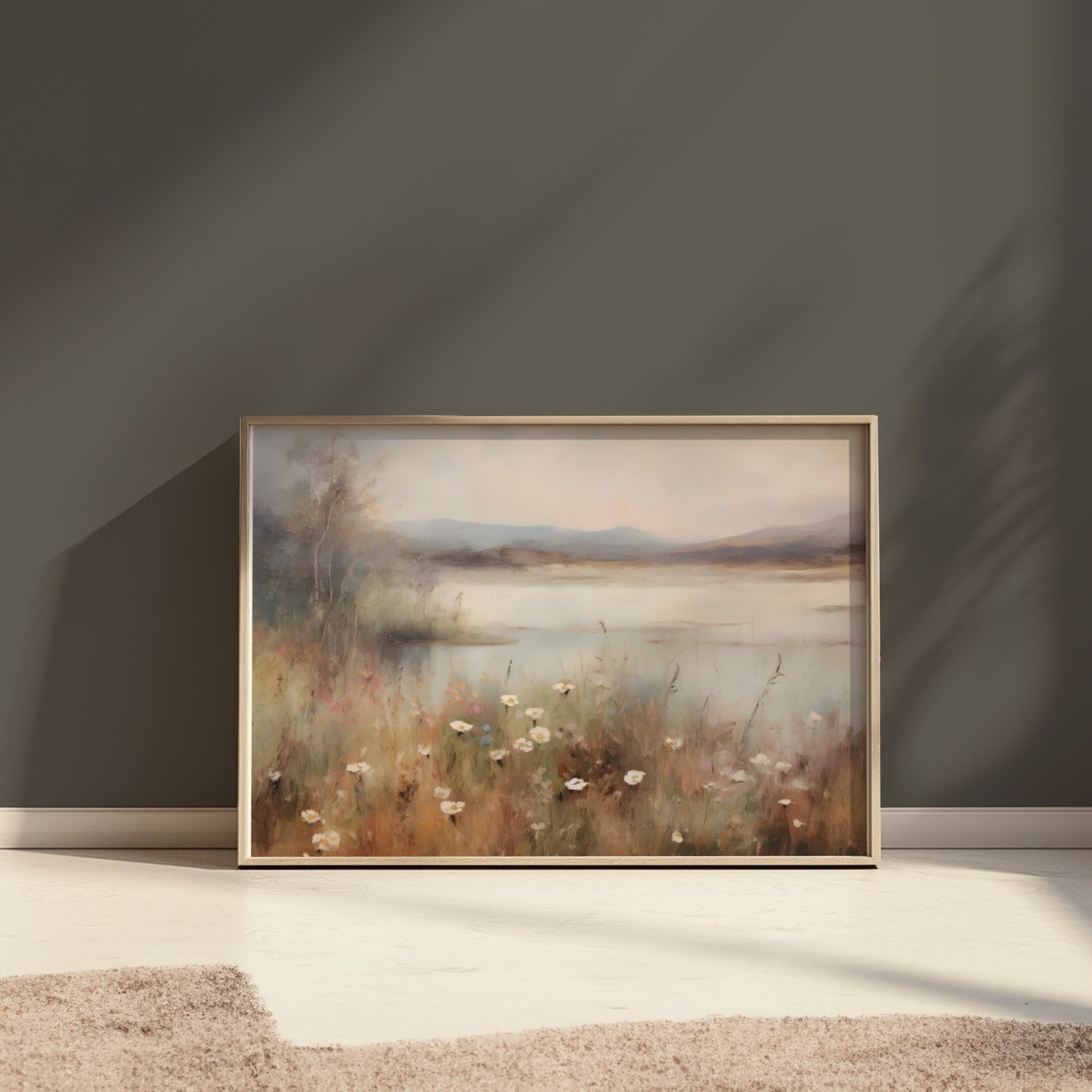 Premium Poster of Tranquil Lakeside Garden Landscape Art Wall Decor Posters