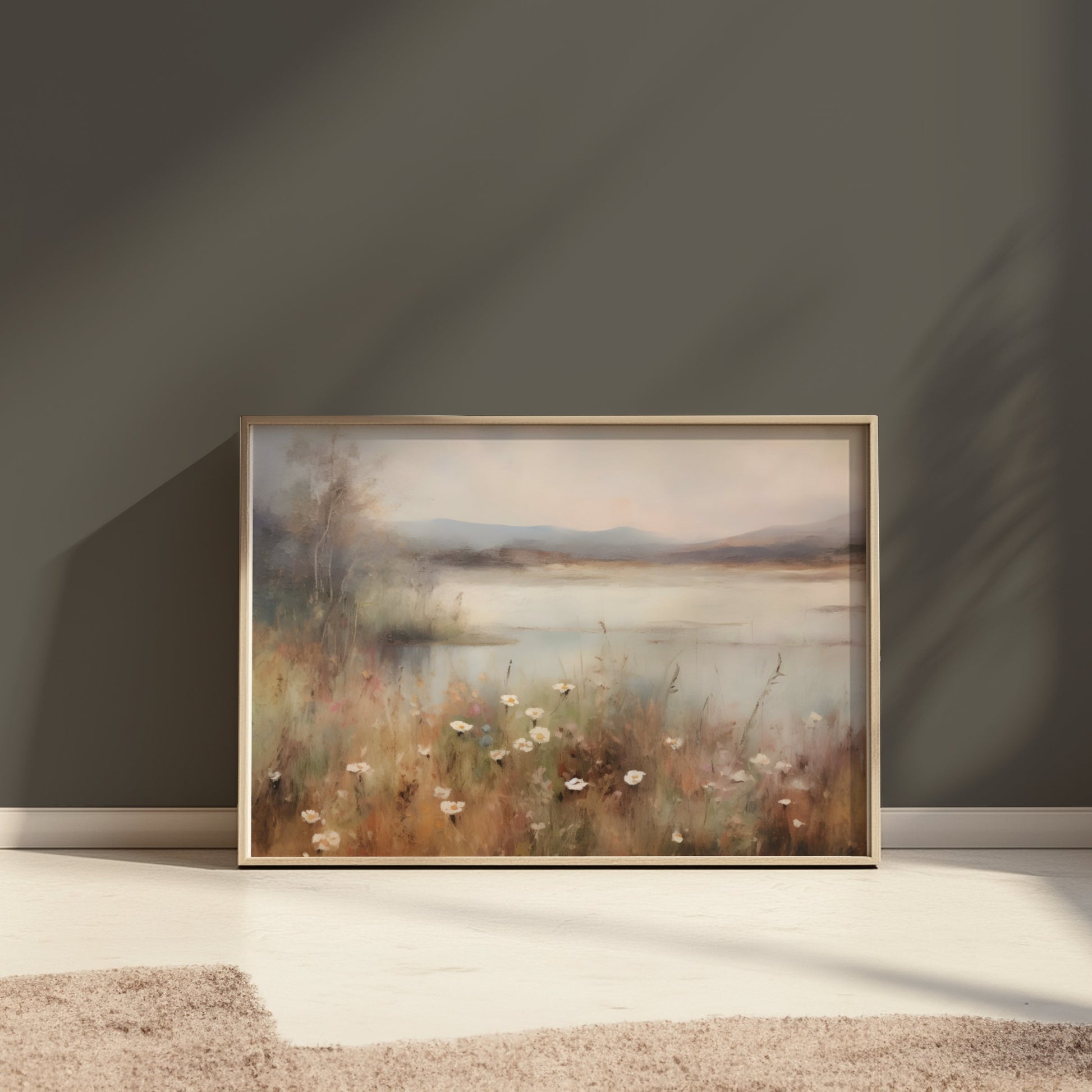 Premium Poster of Tranquil Lakeside Garden Landscape Art Wall Decor Posters