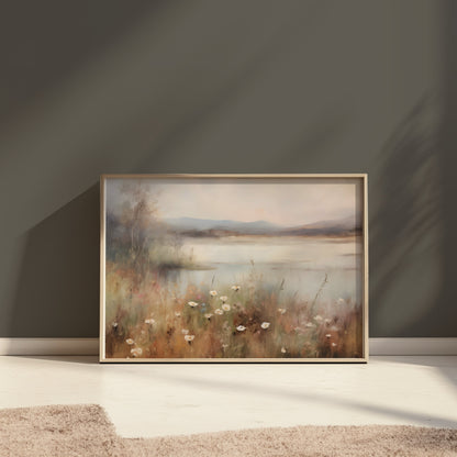 Premium Poster of Tranquil Lakeside Garden Landscape Art Wall Decor Posters