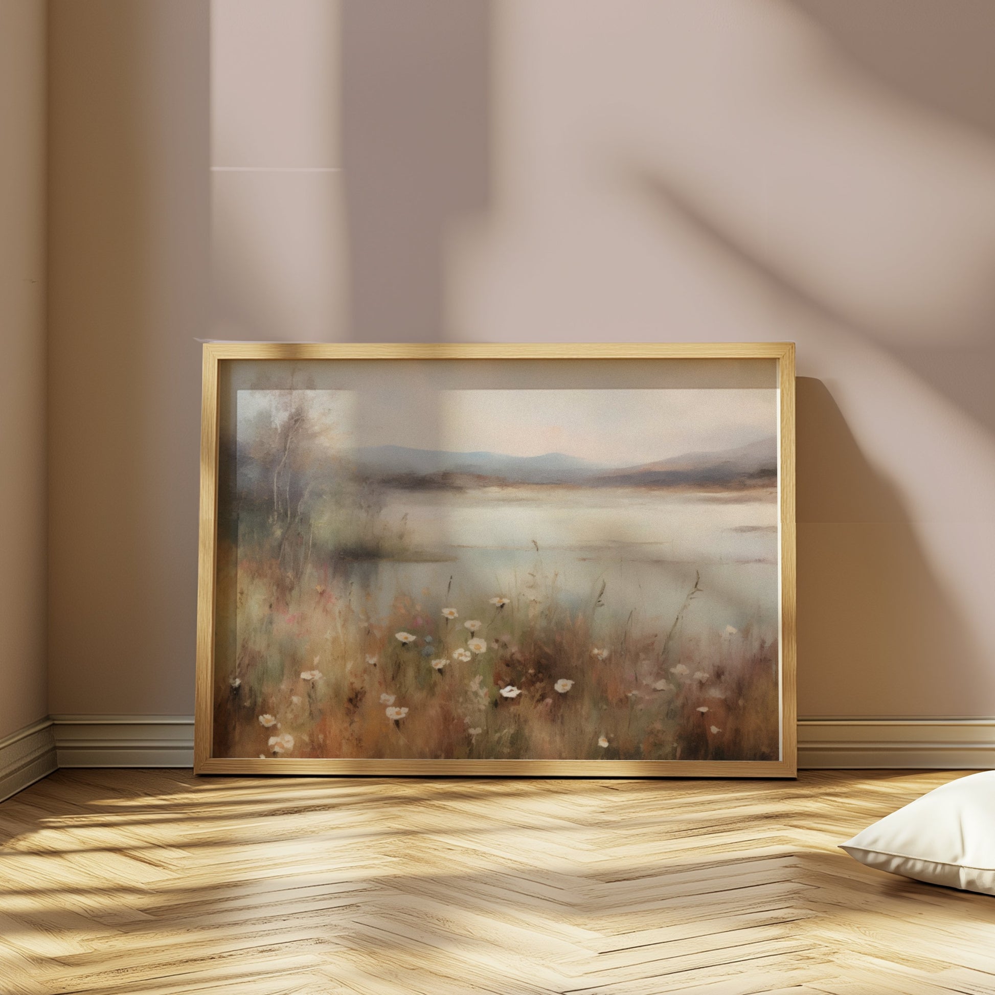 Premium Poster of Tranquil Lakeside Garden Landscape Art Wall Decor Posters