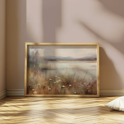 Premium Poster of Tranquil Lakeside Garden Landscape Art Wall Decor Posters