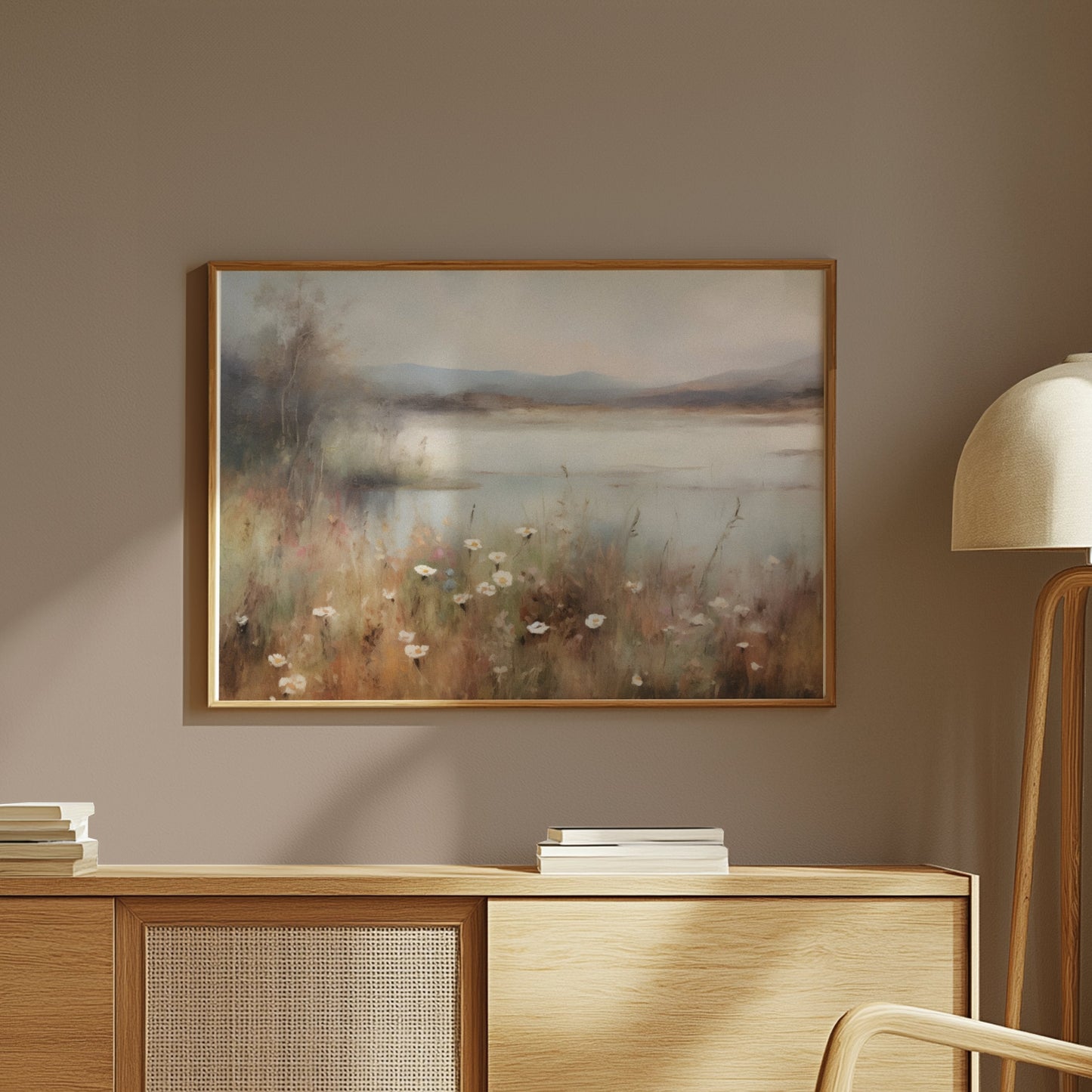 Premium Poster of Tranquil Lakeside Garden Landscape Art Wall Decor Posters