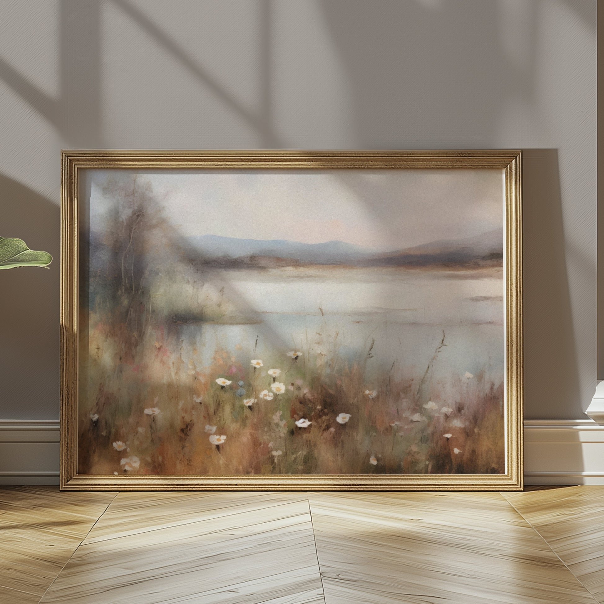 Premium Poster of Tranquil Lakeside Garden Landscape Art Wall Decor Posters