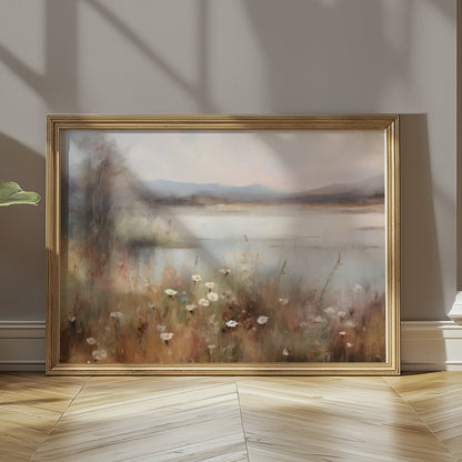 Premium Poster of Tranquil Lakeside Garden Landscape Art Wall Decor Posters