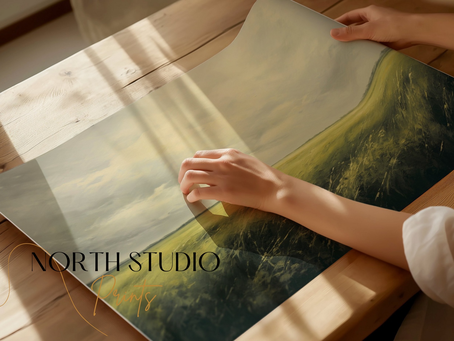 Premium Poster of Tranquil Landscape Art Scenic Green Field Wall Posters