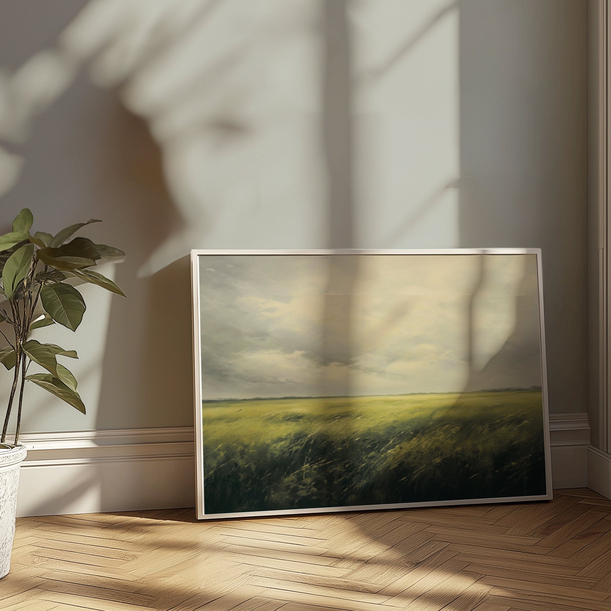 Premium Poster of Tranquil Landscape Art Scenic Green Field Wall Posters