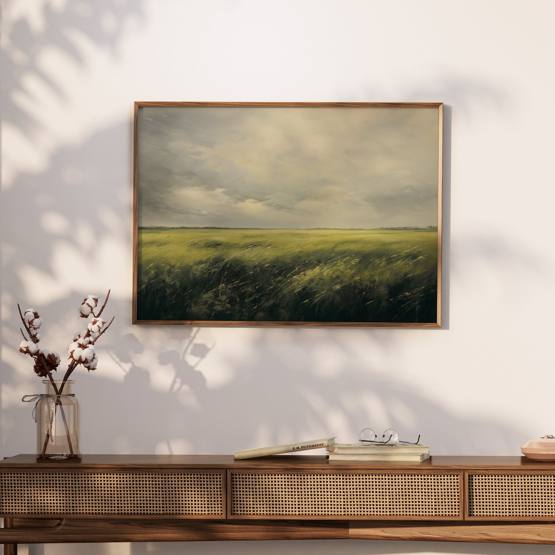 Premium Poster of Tranquil Landscape Art Scenic Green Field Wall Posters