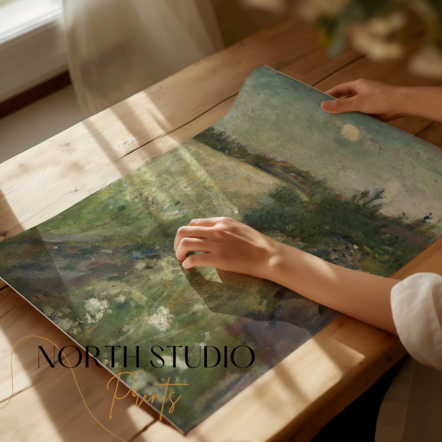 Premium Poster of Tranquil Landscape Under Full Moon Art Print Posters